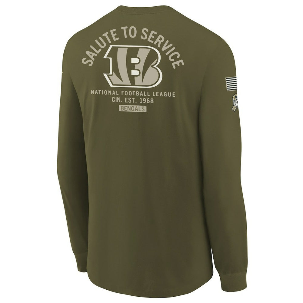 Cincinnati Bengals Youth 2025 Salute to Service Sideline Long Sleeve T-Shirt Olive - Nike