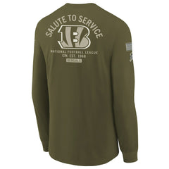 Cincinnati Bengals Youth 2025 Salute to Service Sideline Long Sleeve T-Shirt Olive - Nike
