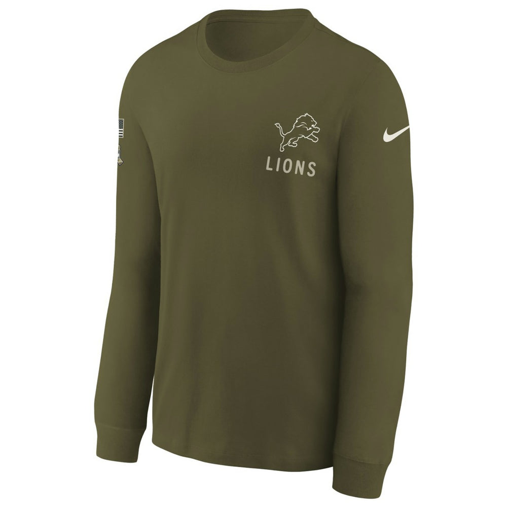 Detroit Lions Youth 2025 Salute to Service Sideline Long Sleeve T-Shirt Olive - Nike