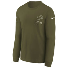 Detroit Lions Youth 2025 Salute to Service Sideline Long Sleeve T-Shirt Olive - Nike