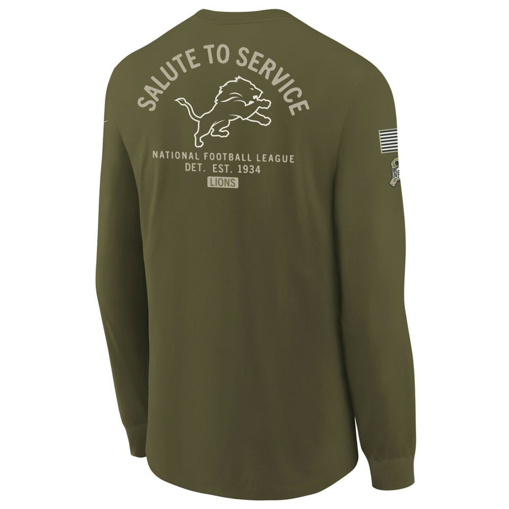 Detroit Lions Youth 2025 Salute to Service Sideline Long Sleeve T-Shirt Olive - Nike