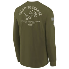 Detroit Lions Youth 2025 Salute to Service Sideline Long Sleeve T-Shirt Olive - Nike