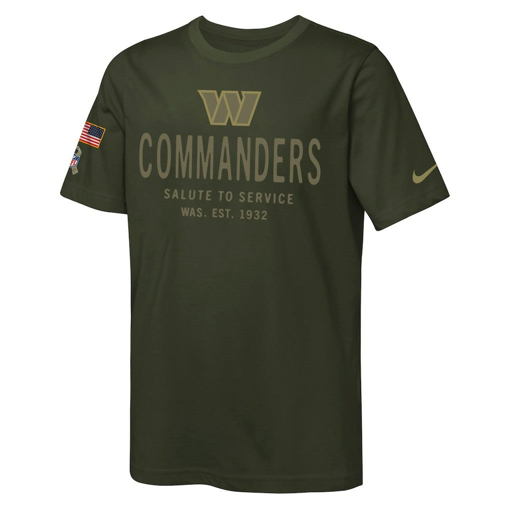 Washington Commanders Youth 2025 Salute to Service Sideline Dri-FIT T-Shirt Olive - Nike