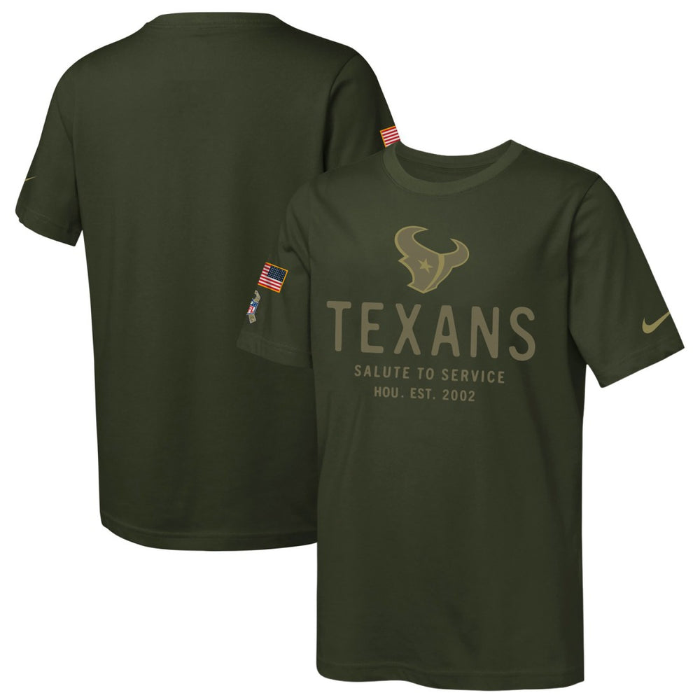 Houston Texans Youth 2025 Salute to Service Sideline Dri-FIT T-Shirt Olive - Nike