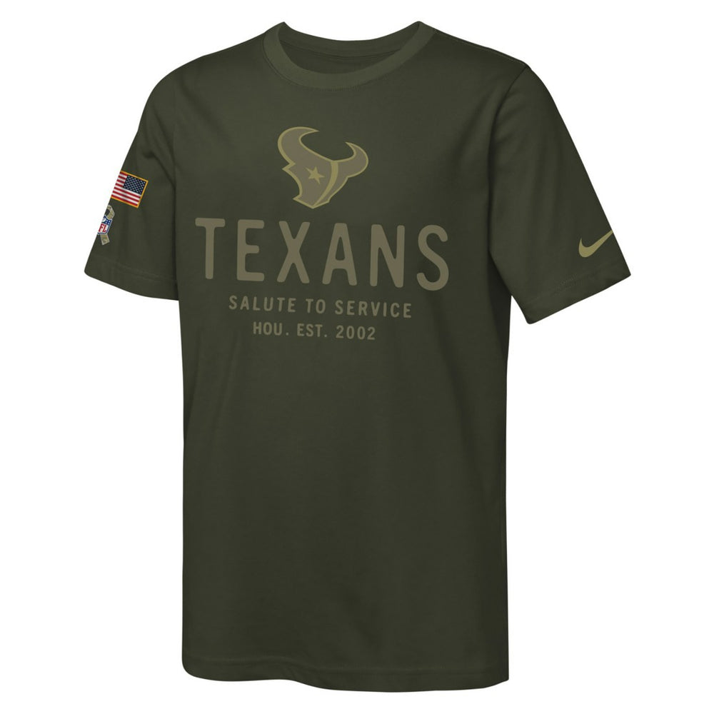 Houston Texans Youth 2025 Salute to Service Sideline Dri-FIT T-Shirt Olive - Nike