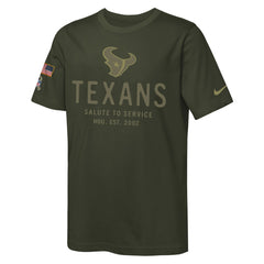 Houston Texans Youth 2025 Salute to Service Sideline Dri-FIT T-Shirt Olive - Nike