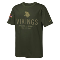 Minnesota Vikings Youth 2025 Salute to Service Sideline Dri-FIT T-Shirt Olive - Nike