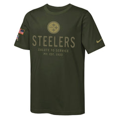Pittsburgh Steelers Youth 2025 Salute to Service Sideline Dri-FIT T-Shirt Olive - Nike