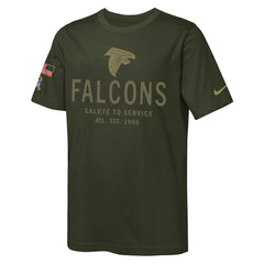 Atlanta Falcons Youth 2025 Salute to Service Sideline Dri-FIT T-Shirt Olive - Nike
