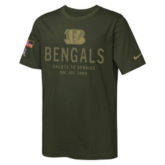 Cincinnati Bengals Youth 2025 Salute to Service Sideline Dri-FIT T-Shirt Olive - Nike