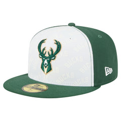 New Era - Milwaukee Bucks Repeat 59Fifty Fitted Hat - White/Hunter Green