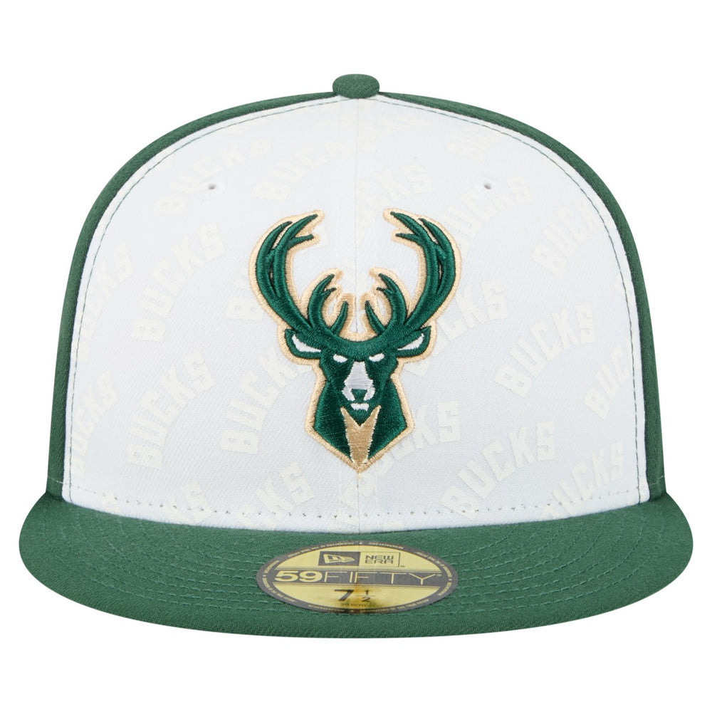 New Era - Milwaukee Bucks Repeat 59Fifty Fitted Hat - White/Hunter Green