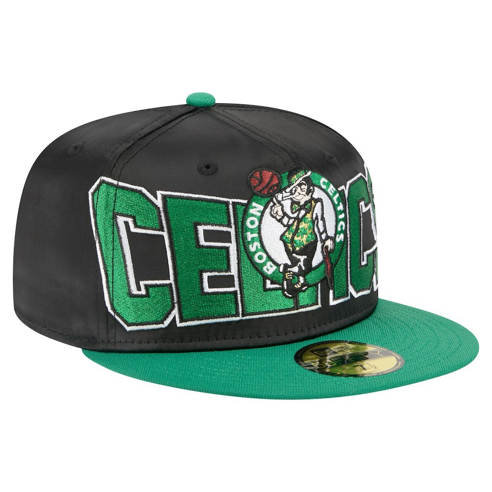 New Era - Boston Celtics Satin Two-Tone 59FIFTY Fitted Hat - Black/Kelly Green