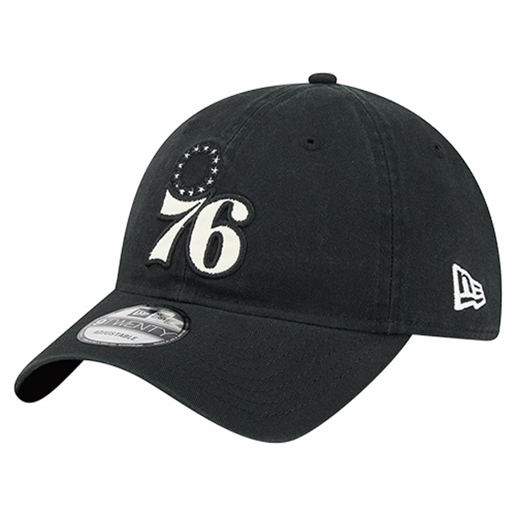 New Era - Philadelphia 76ers Stamp Fabric Applique 9TWENTY Adjustable Hat - Black