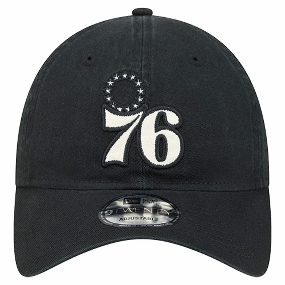 New Era - Philadelphia 76ers Stamp Fabric Applique 9TWENTY Adjustable Hat - Black