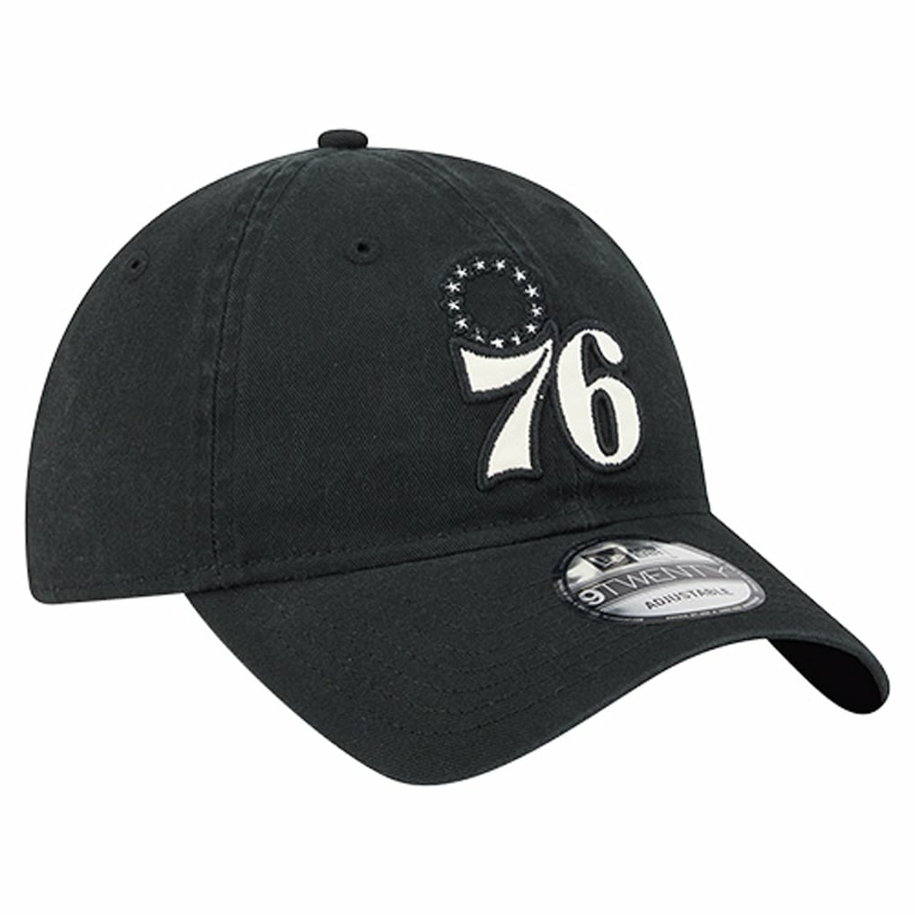 New Era - Philadelphia 76ers Stamp Fabric Applique 9TWENTY Adjustable Hat - Black