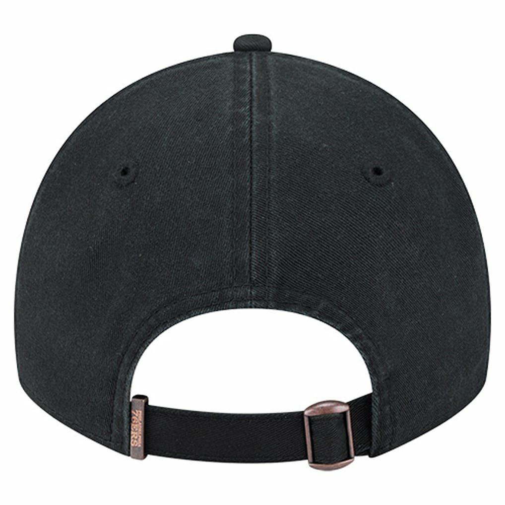 New Era - Philadelphia 76ers Stamp Fabric Applique 9TWENTY Adjustable Hat - Black