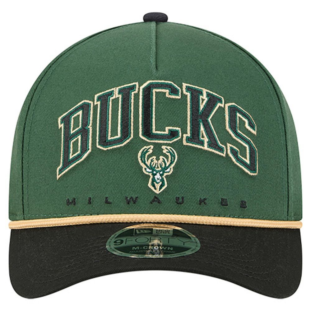 New Era - Milwaukee Bucks Bold Arch COOLERA 9FORTY A-Frame M-Crown Adjustable Hat - Hunter Green