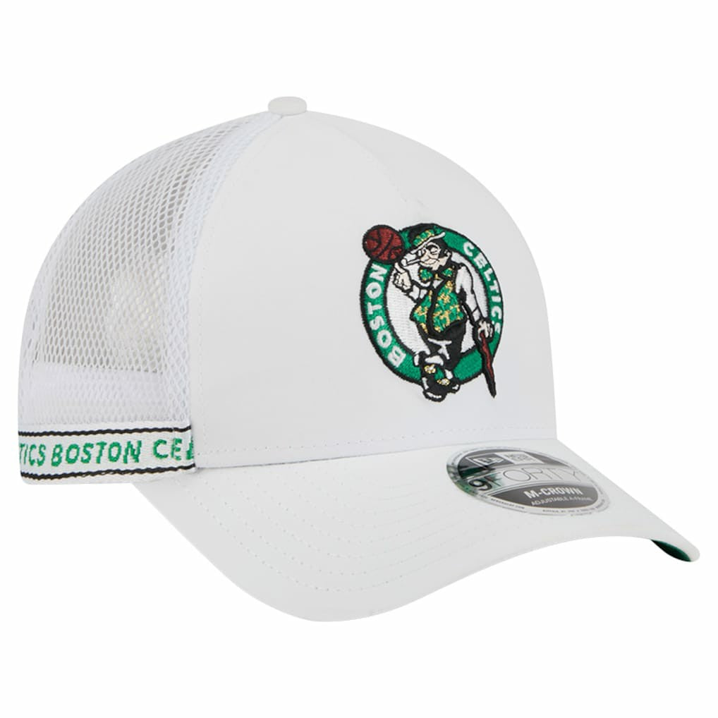 New Era - Boston Celtics Featherweight Team Tape 9FORTY M-Crown A-Frame Adjustable Hat - White