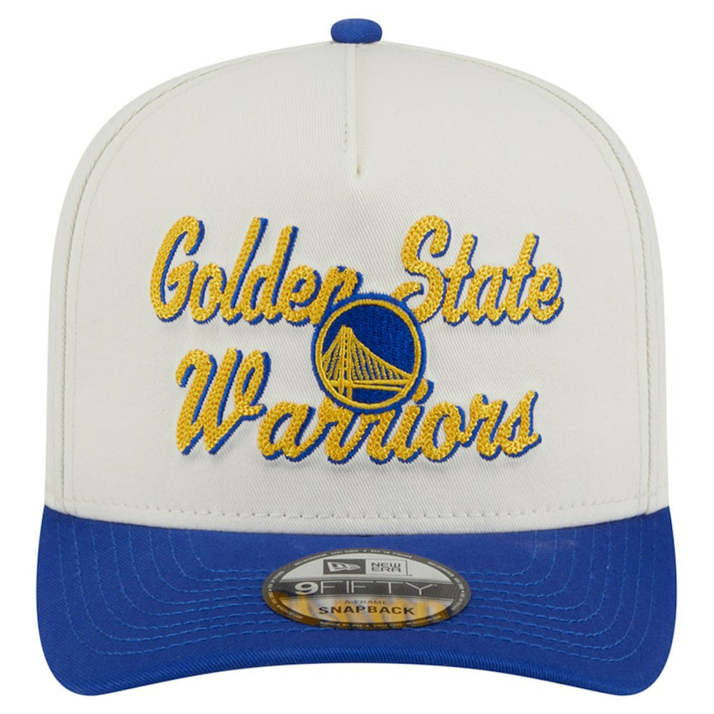 New Era - Golden State Warriors Chainstitch 9FIFTY A-Frame Snapback Hat - Cream/Royal