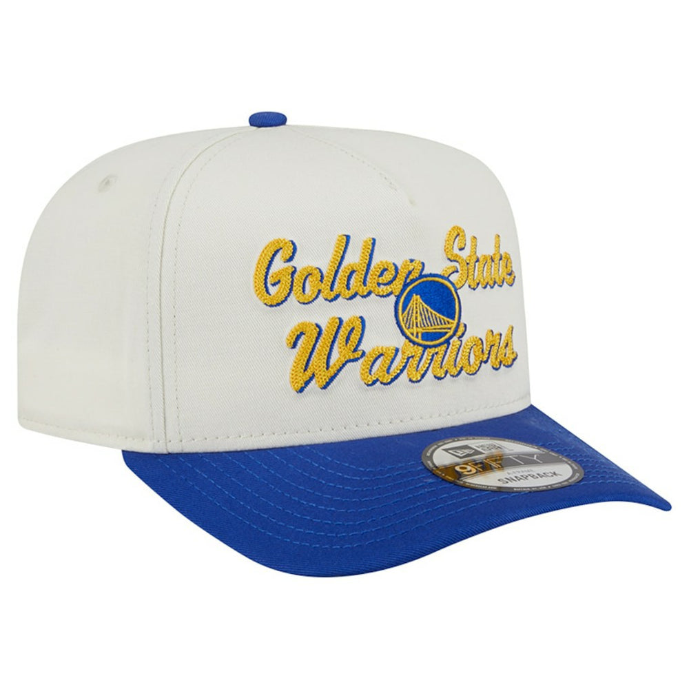 New Era - Golden State Warriors Chainstitch 9FIFTY A-Frame Snapback Hat - Cream/Royal