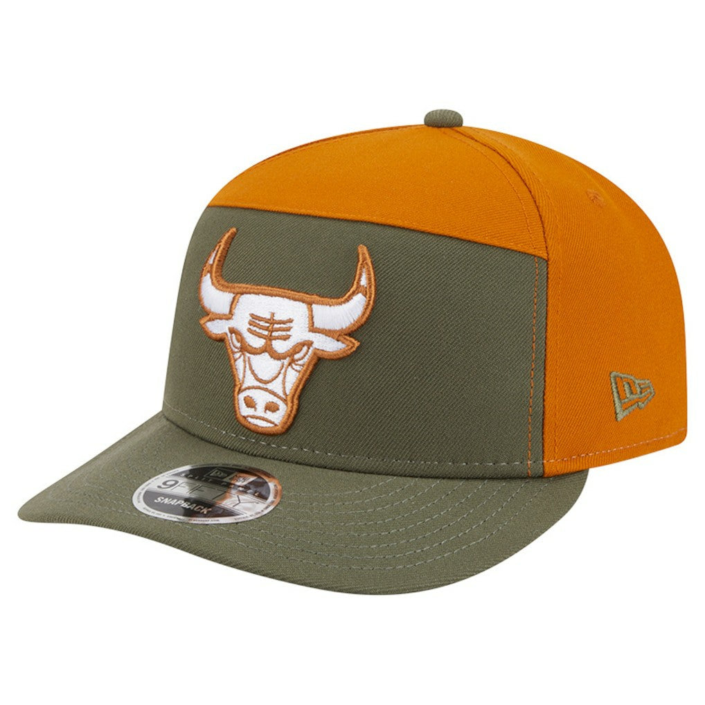 New Era - Chicago Bulls Two-Tone Color Pack Split Panel 9FIFTY Adjustable Hat - Olive/Burnt Orange
