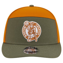 New Era - Boston Celtics Two-Tone Color Pack Split Panel 9FIFTY Adjustable Hat - Olive/Burnt Orange