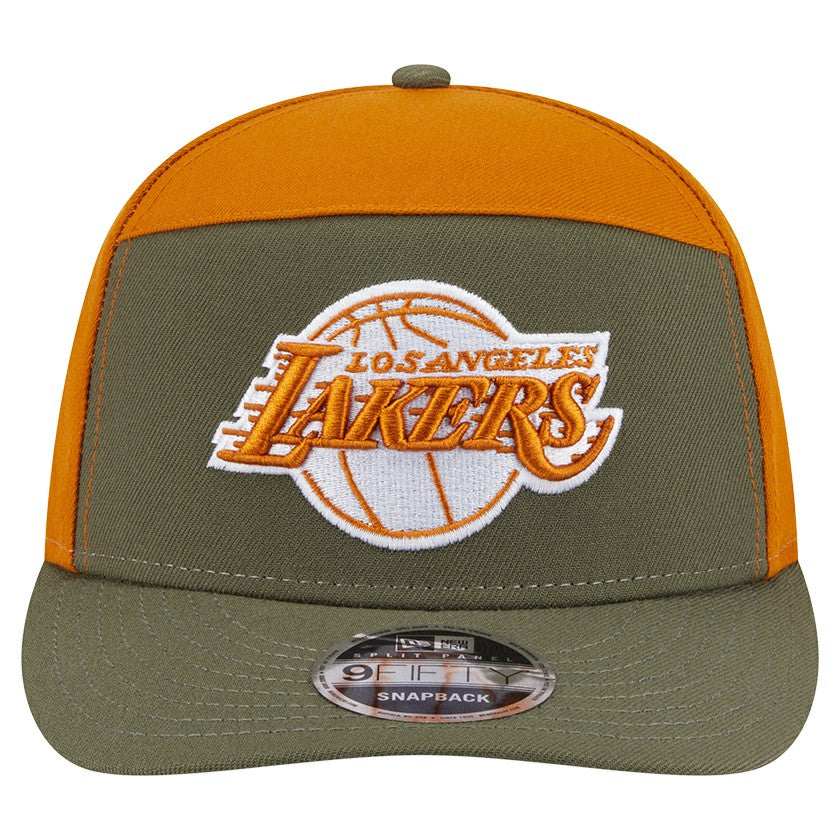 New Era - Los Angeles Lakers Two-Tone Color Pack Split Panel 9FIFTY Adjustable Hat - Olive/Burnt Orange