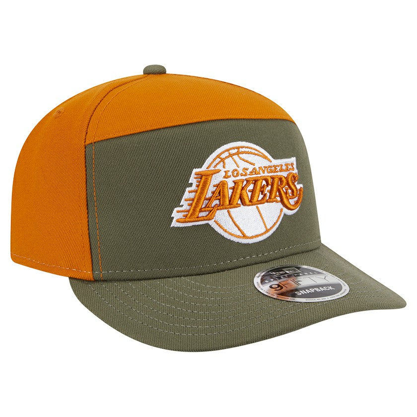 New Era - Los Angeles Lakers Two-Tone Color Pack Split Panel 9FIFTY Adjustable Hat - Olive/Burnt Orange