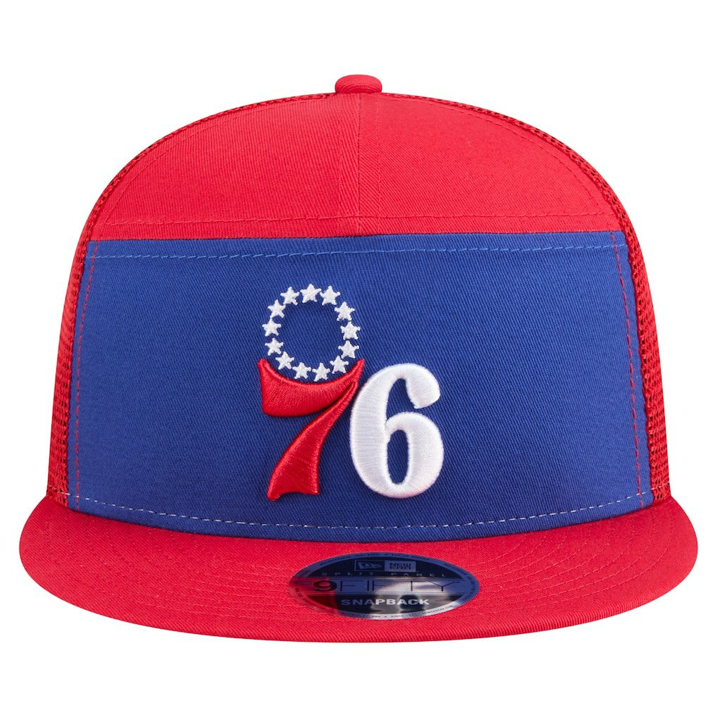 New Era - Philadelphia 76ers Outdoor Split Panel 9FIFTY Snapback Hat - Royal/Red