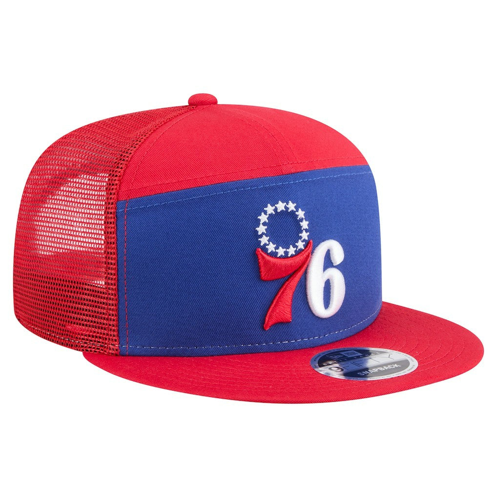 New Era - Philadelphia 76ers Outdoor Split Panel 9FIFTY Snapback Hat - Royal/Red