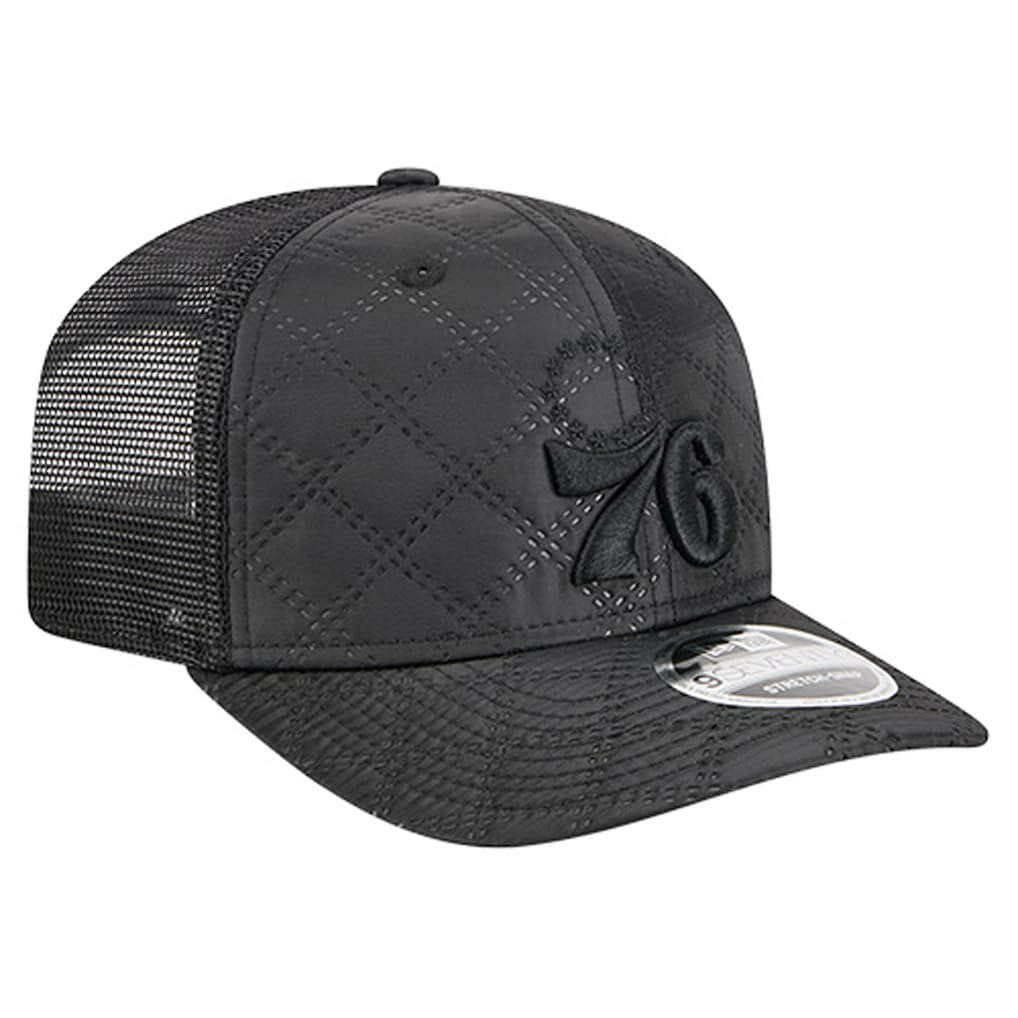 New Era - Philadelphia 76ers Quilted 9SEVENTY Trucker Adjustable Hat - Black