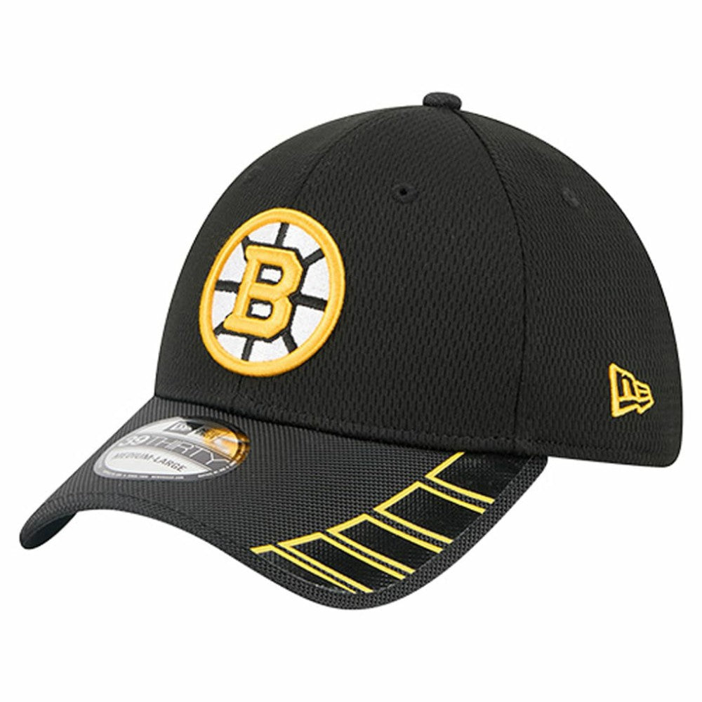 Boston Bruins New Era Visor Hit 39THIRTY Flex Hat Black