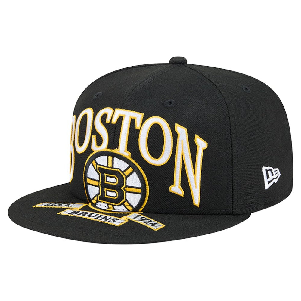 Boston Bruins New Era Oversized Vintage Arch 59Fifty Fitted Hat Black
