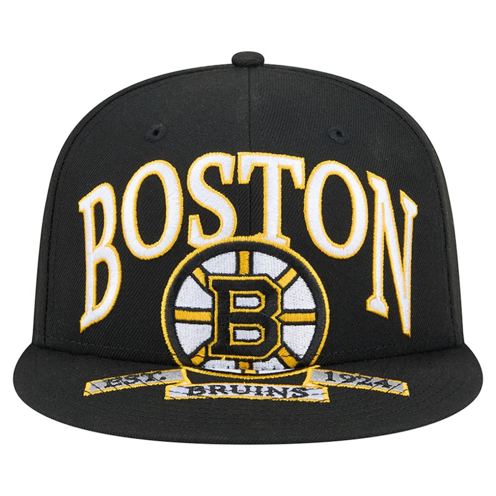 Boston Bruins New Era Oversized Vintage Arch 59Fifty Fitted Hat Black