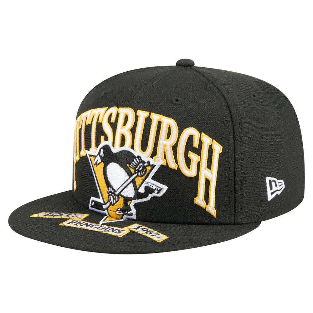Pittsburgh Penguins New Era Oversized Vintage Arch 59Fifty Fitted Hat Black