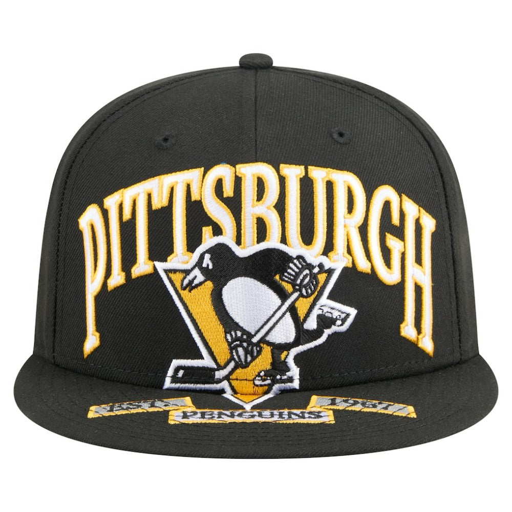 Pittsburgh Penguins New Era Oversized Vintage Arch 59Fifty Fitted Hat Black