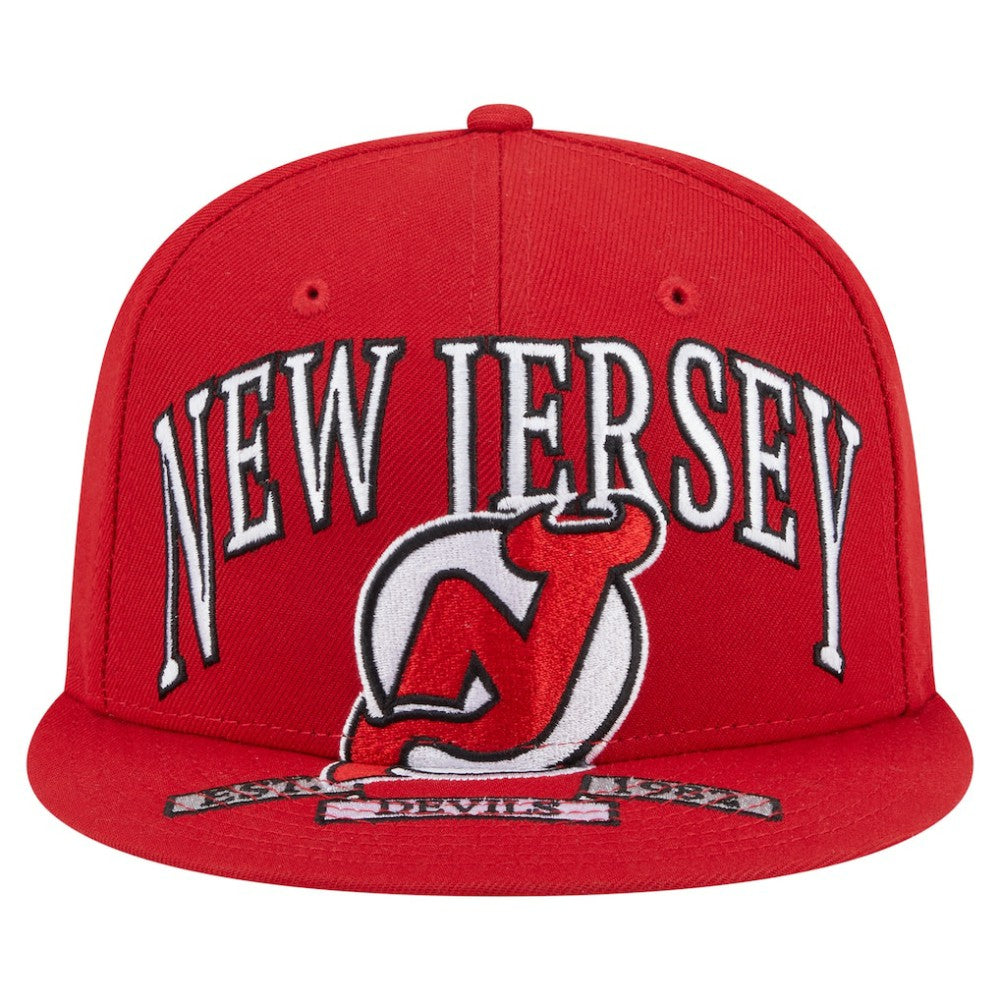 New Jersey Devils - New Era Oversized Vintage Arch 59Fifty Fitted Hat Red