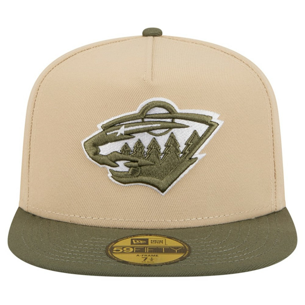 Minnesota Wild - New Era Color Pack Two-Tone 59FIFTY A-Frame Fitted Hat Tan/Olive