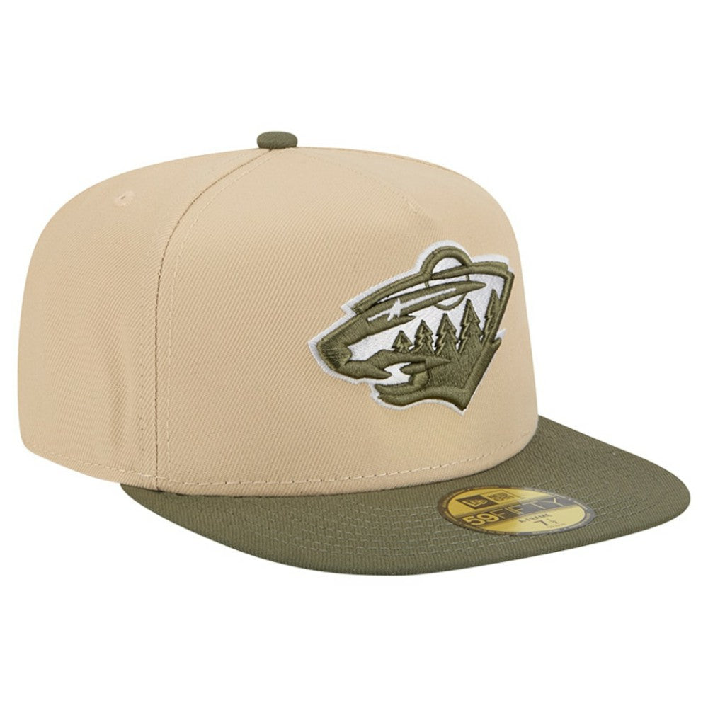 Minnesota Wild - New Era Color Pack Two-Tone 59FIFTY A-Frame Fitted Hat Tan/Olive