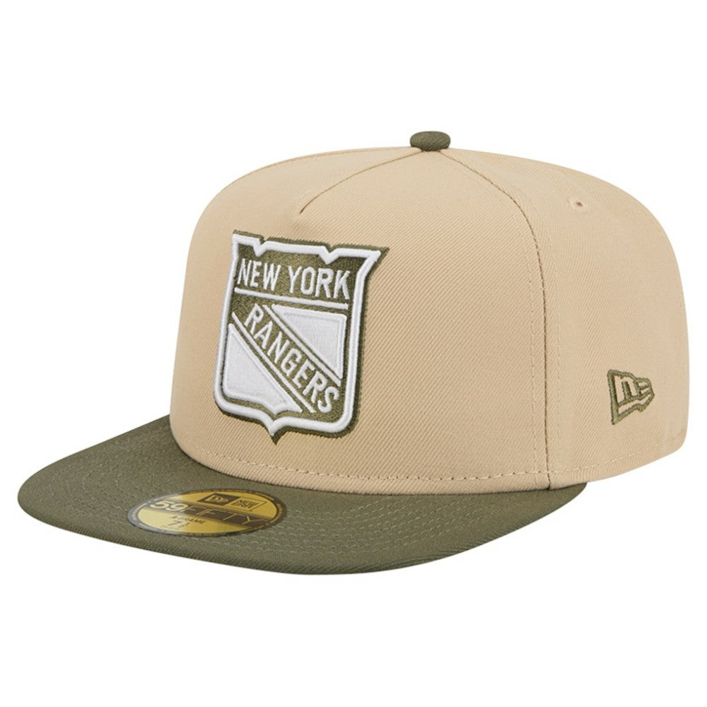 New York Rangers New Era Color Pack Two-Tone 59FIFTY A-Frame Fitted Hat Tan/Olive
