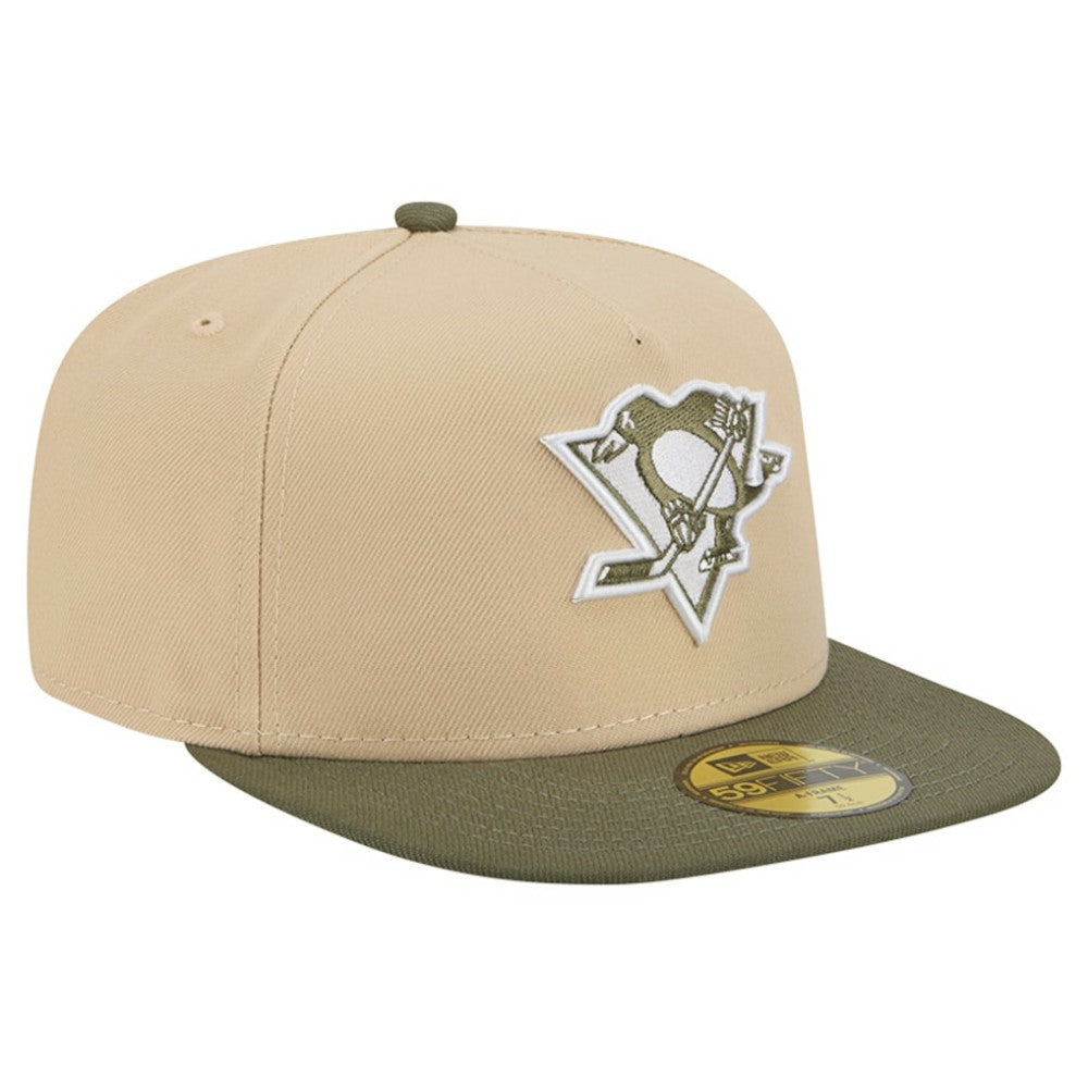Pittsburgh Penguins New Era Color Pack Two-Tone 59FIFTY A-Frame Fitted Hat Tan/Olive