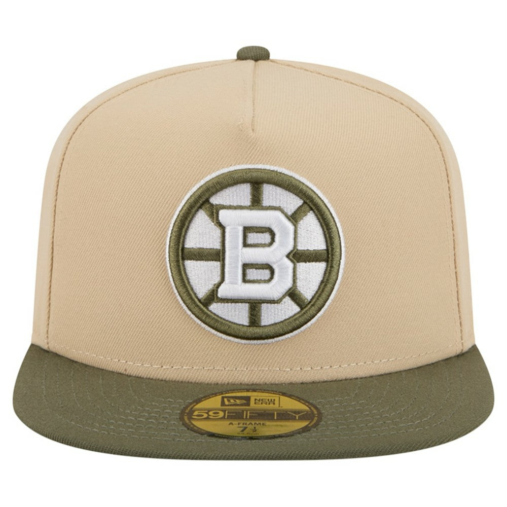 Boston Bruins New Era Color Pack Two-Tone 59FIFTY A-Frame Fitted Hat Tan/Olive