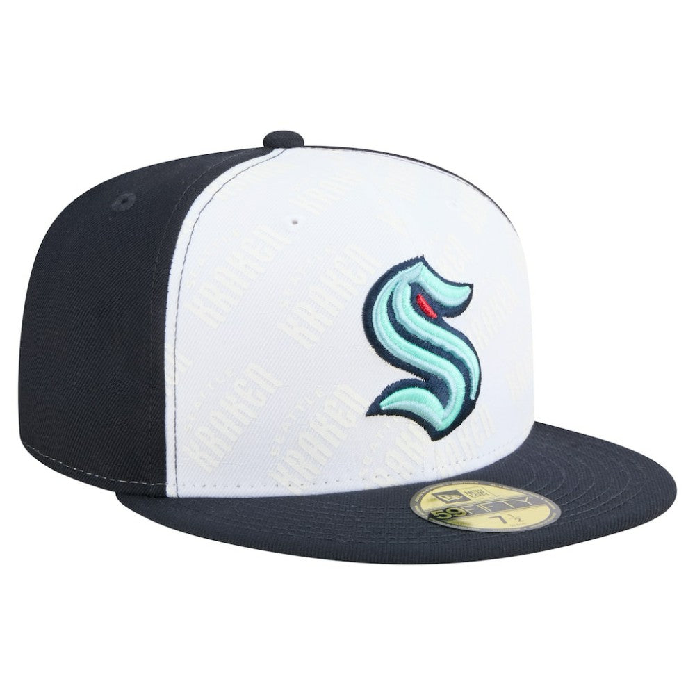 Seattle Kraken New Era Repeat Two-Tone 59FIFTY Fitted Hat White/Deep Sea Blue