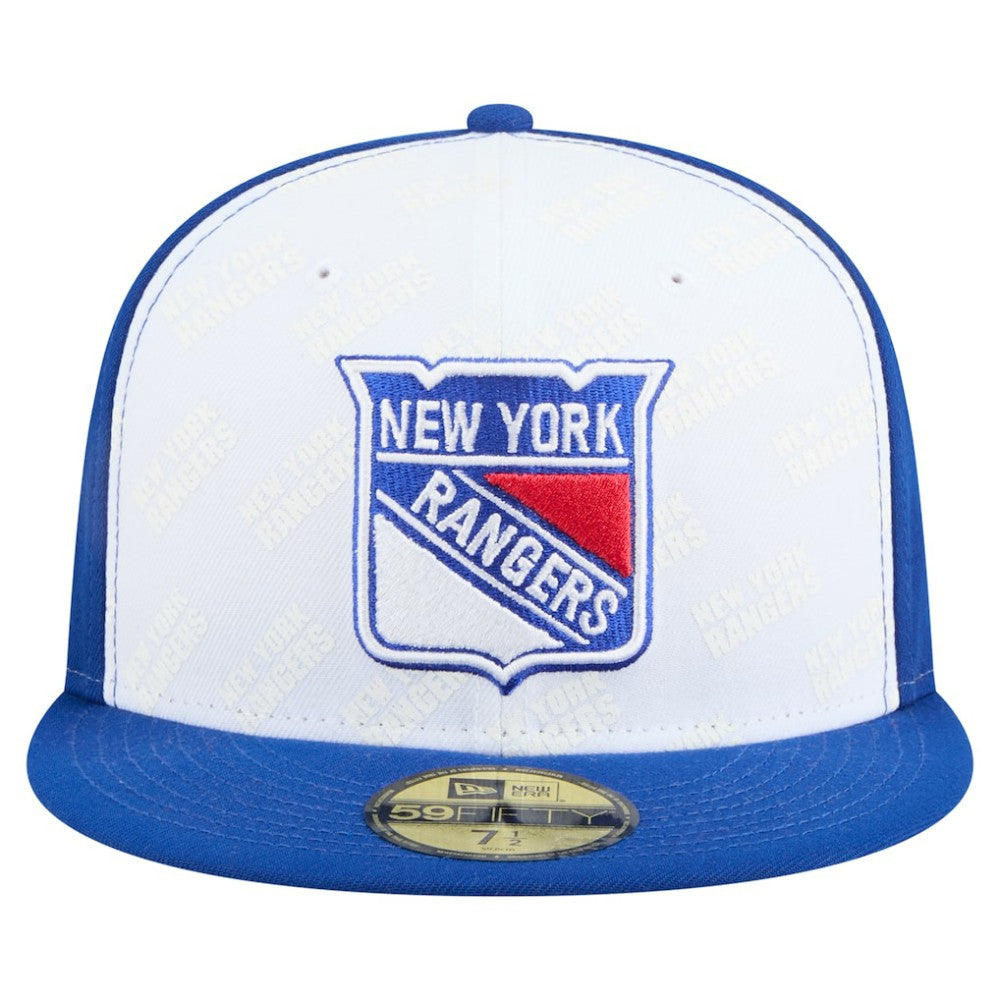 New York Rangers New Era Repeat Two-Tone 59FIFTY Fitted Hat White/Blue