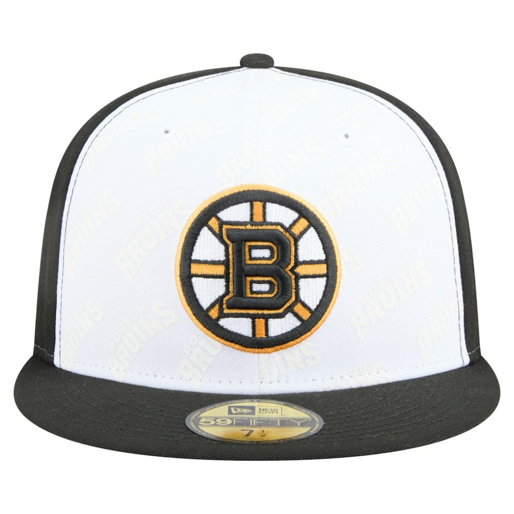 Boston Bruins New Era Repeat Two-Tone 59FIFTY Fitted Hat White/Black