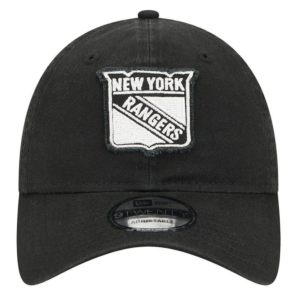 New York Rangers New Era Stamp Fabric Applique 9TWENTY Adjustable Hat Black