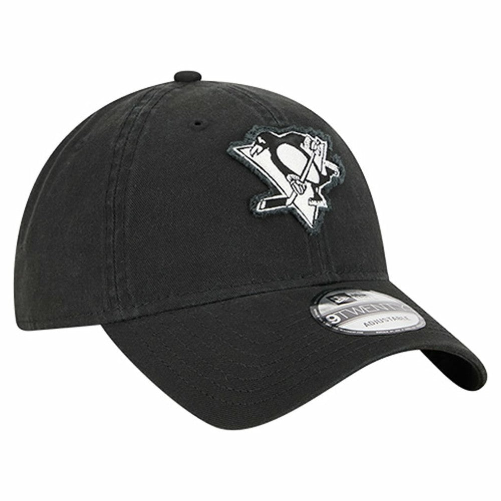 Pittsburgh Penguins New Era Stamp Fabric Applique 9TWENTY Adjustable Hat Black
