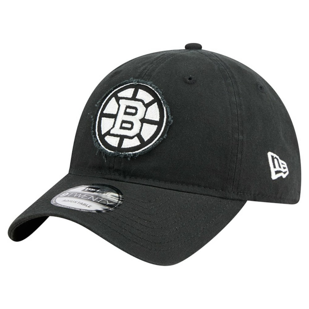 Boston Bruins New Era Stamp Fabric Applique 9TWENTY Adjustable Hat Black