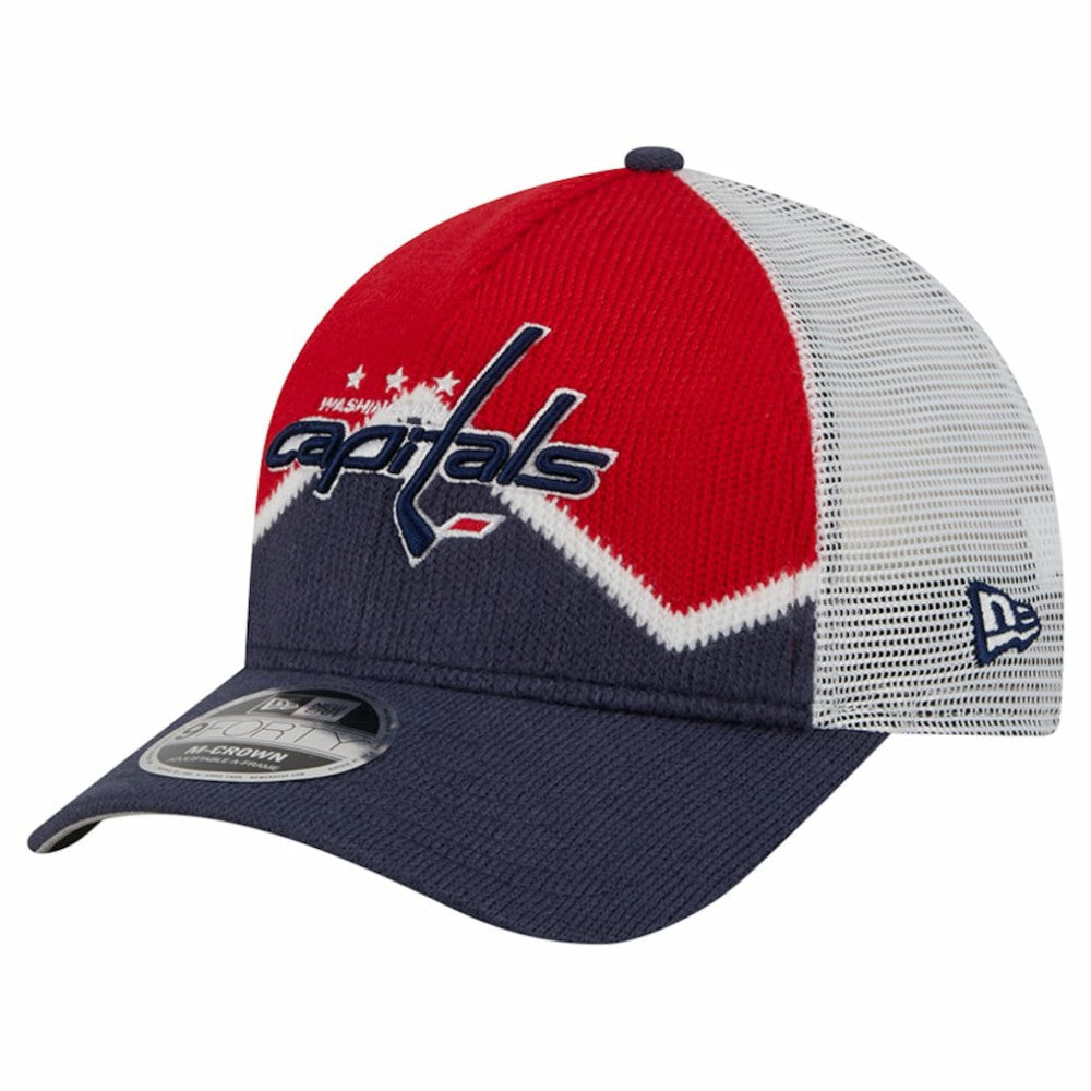 Washington Capitals New Era Hockey Sock 9FORTY A-Frame M-Crown Adjustable Trucker Hat Navy/Red